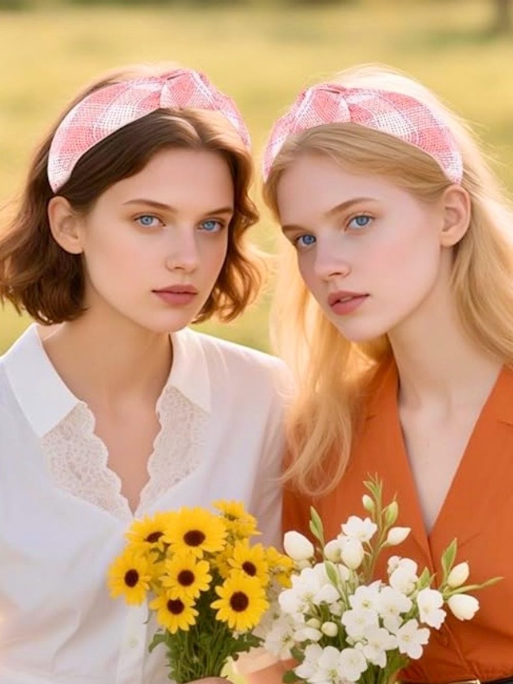 New! Pink Multi Plaid Basket Weaved Knotted Headband (NWT)